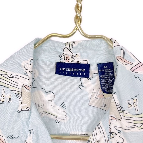 VINTAGE BEACH DAY Blue Print Button Liz Claiborne - Picture 5 of 5